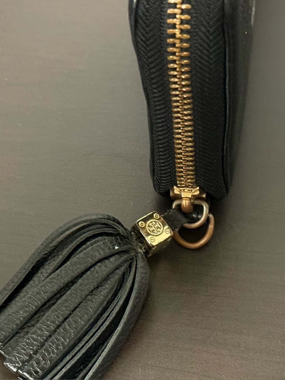 Tory Burch Thea Zip Continental Wallet Black Leather Tassel - Picture 6 of 12